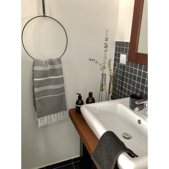 Wieszak Metalowy, Koło, Na Pasku, Większy, Czarny, Skandynawski Styl